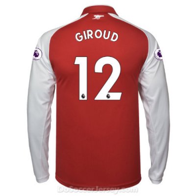 Arsenal 2017/18 Home GIROUD #12 Long Sleeved Shirt Soccer Jersey