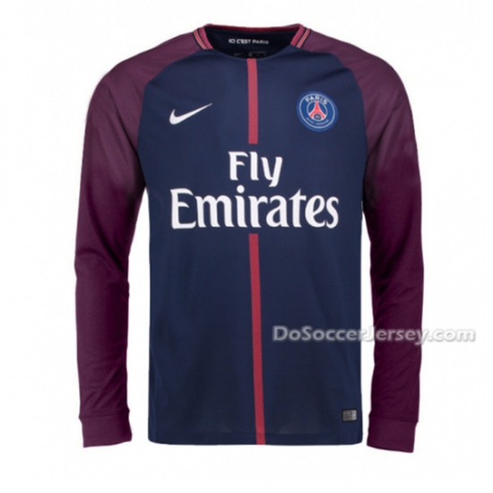 PSG 2017/18 Home Long Sleeved Shirt Soccer Jersey - Click Image to Close