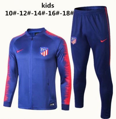 Kids Atletico Madrid 2018/19 Blue Stripe Training Suit (Jacket+Pants)
