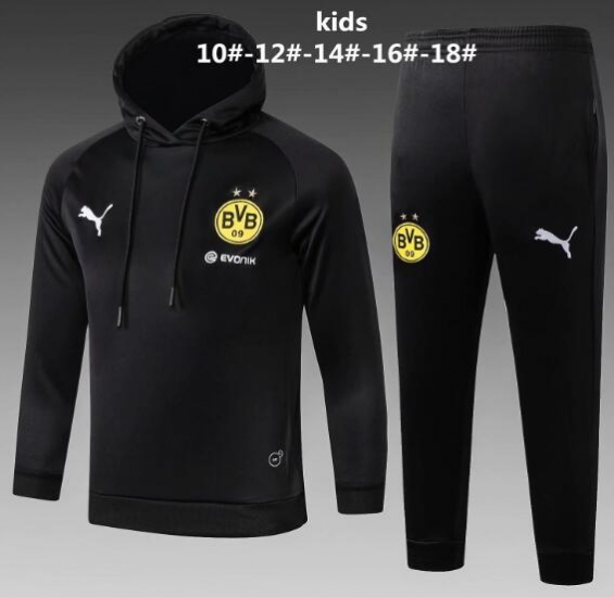 Kids Dortmund 2018/19 Black Training Suit (Hoodie Sweatshirt+Pants) - Click Image to Close