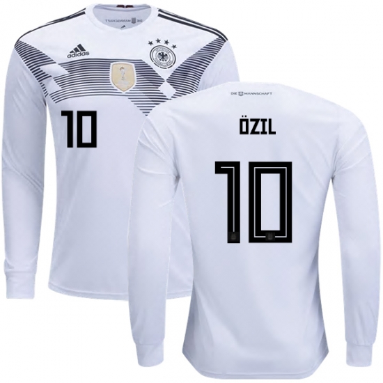 Germany 2018 World Cup MESUT OZIL 10 Home Long Sleeve Shirt Soccer Jersey - Click Image to Close
