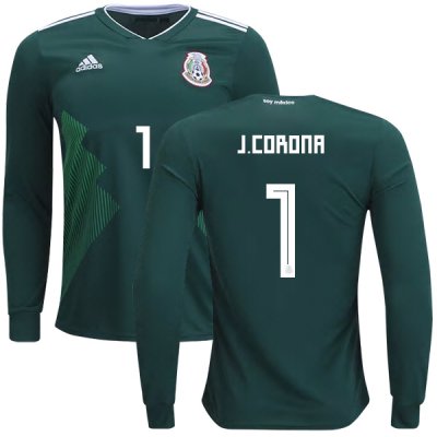 Mexico 2018 World Cup Home JOSE DE JESUS CORONA 1 Long Sleeve Shirt Soccer Jersey