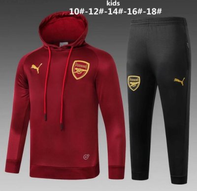 Kids Arsenal 2018/19 Burgundy Training Suit (Hoodie Sweatshirt+Pants)