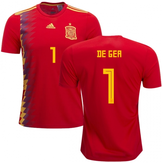 Spain 2018 World Cup DAVID DE GEA 1 Home Shirt Soccer Jersey - Click Image to Close