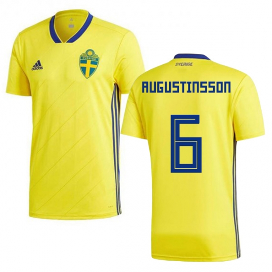 Sweden 2018 World Cup LUDWIG AUGUSTINSSON 6 Home Shirt Soccer Shirt - Click Image to Close