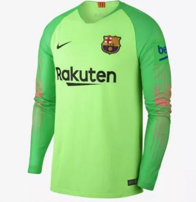 Barcelona 2018/19 Green Goalkeeper Long Sleeve Soccer Jersey