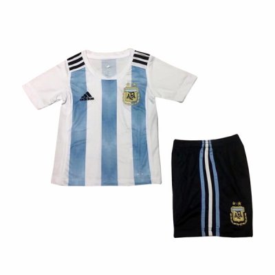 Argentina 2018 FIFA World Cup Home Kids Soccer Kit Children Shirt And Shorts