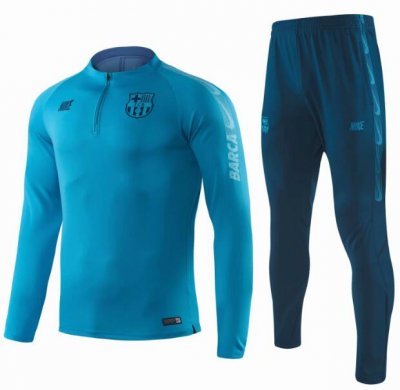 Barcelona 2019/2020 Blue Zipper Training Suit (Sweatshirt+Trouser)