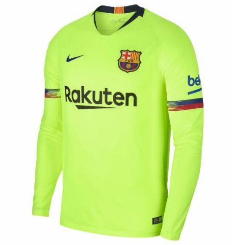 Barcelona 2018/19 Away Long Sleeve Shirt Soccer Jersey