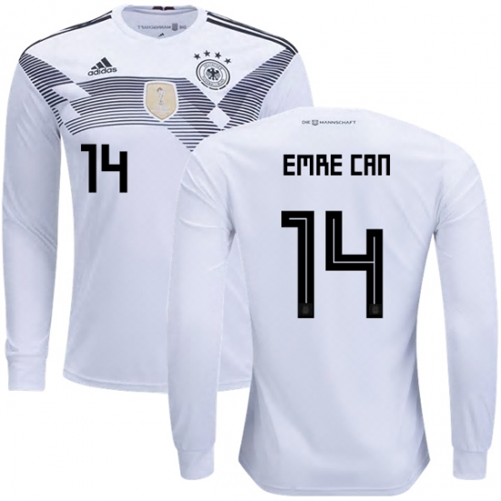 Germany 2018 World Cup EMRE CAN 14 Home Long Sleeve Shirt Soccer Jersey - Click Image to Close