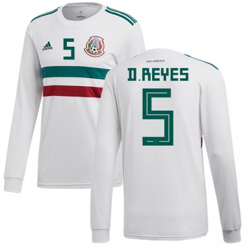Mexico 2018 World Cup Away DIEGO REYES 5 Long Sleeve Shirt Soccer Jersey