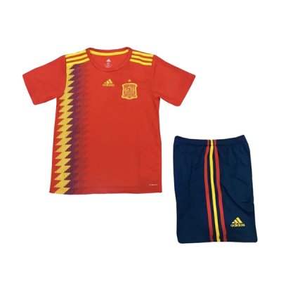 Spain 2018 FIFA World Cup Home Kids Soccer Kit Children Shirt And Shorts