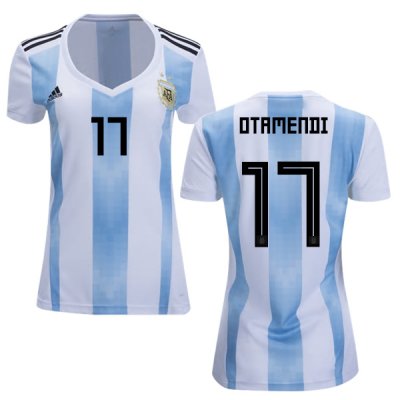 Argentina 2018 FIFA World Cup Home Nicolas Otamendi #17 Women Jersey Shirt