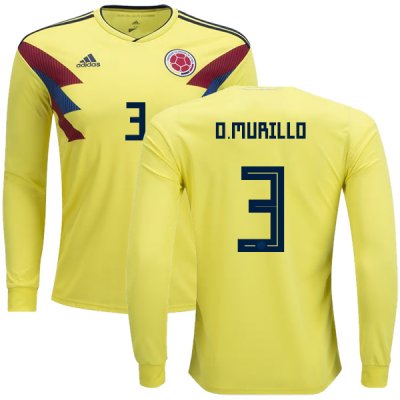 Colombia 2018 World Cup OSCAR MURILLO 3 Long Sleeve Home Shirt Soccer Jersey