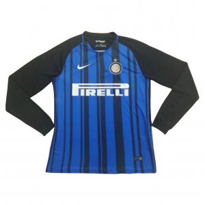 Inter Milan 2017/18 Home Long Sleeved Shirt Soccer Jersey
