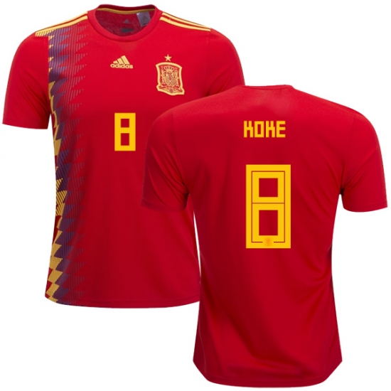 Spain 2018 World Cup KOKE 8 Home Shirt Soccer Jersey - Click Image to Close