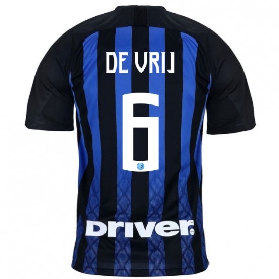 Inter Milan 2018/19 DE VRIJ 6 Home Shirt Soccer Jersey - Click Image to Close