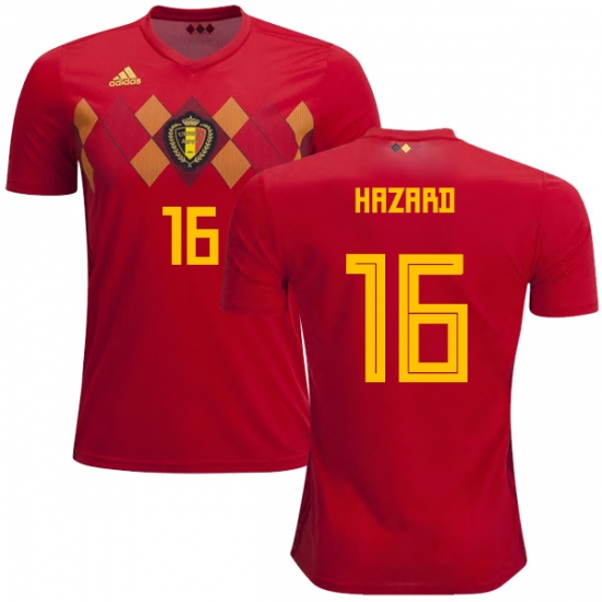 Belgium 2018 World Cup Home THORGAN HAZARD 16 Shirt Soccer Jersey - Click Image to Close