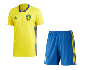 Sweden 2018 World Cup Home Soccer Jersey Uniform (Shirt + Shorts)
