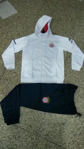 Bayern Munich 2017/18 Training Suit White Hoodie Jacket + Pants