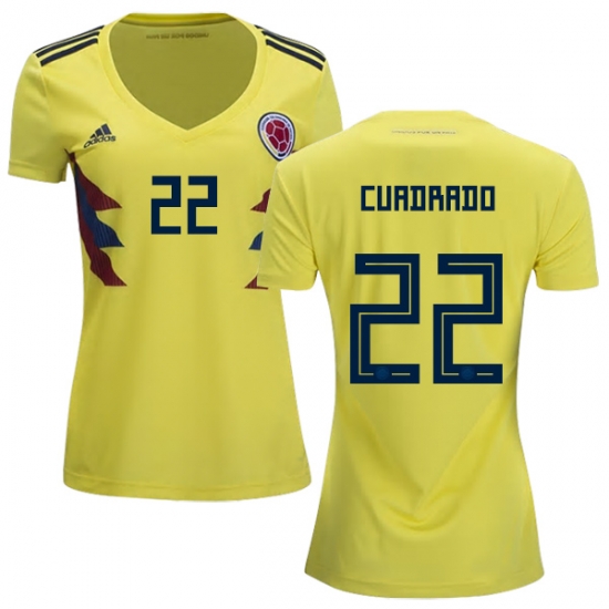 Colombia 2018 World Cup JOSE FERNANDO CUADRADO 22 Women's Home Shirt Soccer Jersey - Click Image to Close
