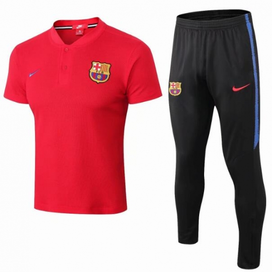 Barcelona 2018/19 Red Polo Shirts + Pants Suit - Click Image to Close