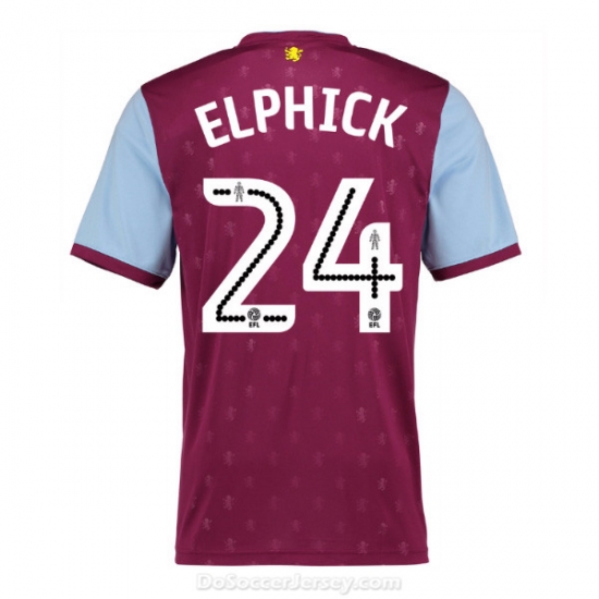 Aston Villa 2017/18 Home Elphick #24 Shirt Soccer Jersey - Click Image to Close