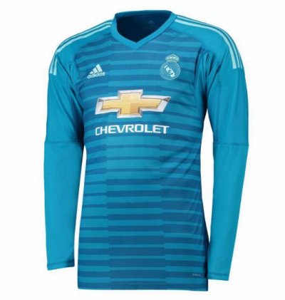 Real Madrid 2018/19 Blue Goalkeeper Long Sleeve Shirt Soccer Jersey
