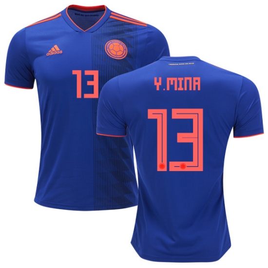 Colombia 2018 World Cup YERRY MINA 13 Away Shirt Soccer Jersey - Click Image to Close