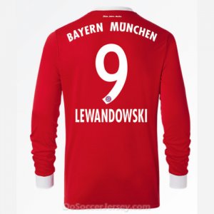 Bayern Munich 2017/18 Home Lewandowski #9 Long Sleeved Soccer Shirt