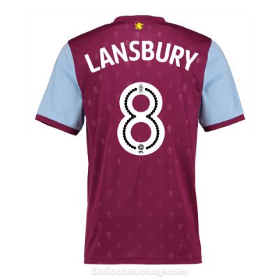 Aston Villa 2017/18 Home Lansbury #8 Shirt Soccer Jersey