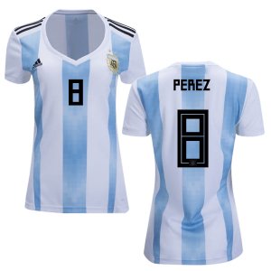 Argentina 2018 FIFA World Cup Home Enzo Perez #8 Women Jersey Shirt