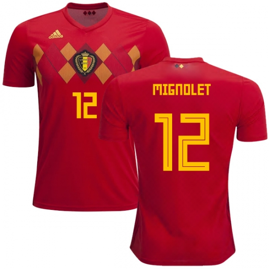 Belgium 2018 World Cup Home SIMON MIGNOLET 12 Shirt Soccer Jersey - Click Image to Close