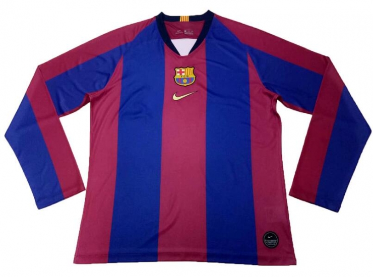 Clasico Barcelona Home Jersey Blue&Canary Long Sleeve - Click Image to Close