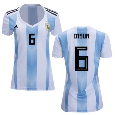 Argentina 2018 FIFA World Cup Home Emiliano Insua #6 Women Jersey Shirt