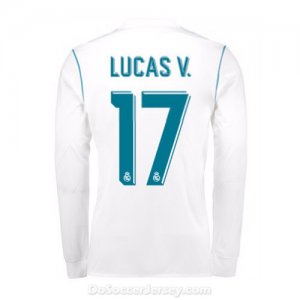 Real Madrid 2017/18 Home Lucas V. #17 Long Sleeved Shirt Soccer Jersey