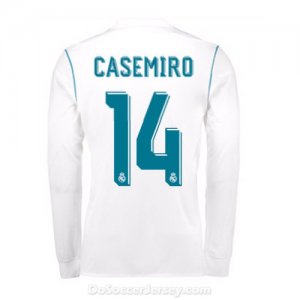 Real Madrid 2017/18 Home Casemiro #14 Long Sleeved Shirt Soccer Jersey