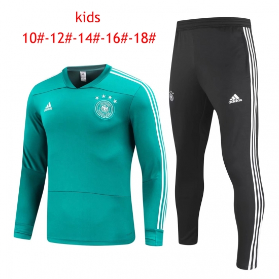 Kids Germany FIFA World Cup 2018 Training Suit O'Neck Green - Click Image to Close