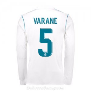 Real Madrid 2017/18 Home Varane #5 Long Sleeved Shirt Soccer Jersey
