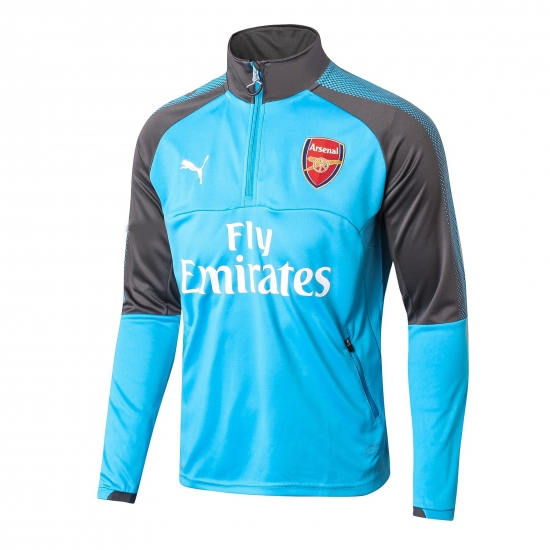 Arsenal 2017/18 Blue 1/4 Zip Squad Training Sweat Shirt Top - Click Image to Close