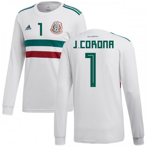Mexico 2018 World Cup Away JOSE DE JESUS CORONA 1 Long Sleeve Shirt Soccer Jersey