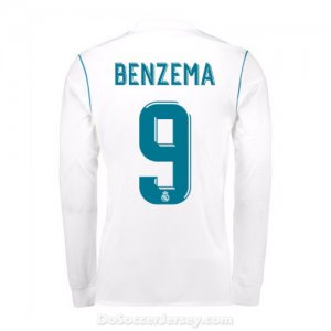 Real Madrid 2017/18 Home Benzemá #9 Long Sleeved Shirt Soccer Jersey