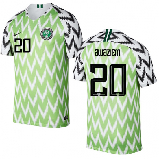 Nigeria Fifa World Cup 2018 Home Chidozie Awaziem 20 Shirt Soccer Jersey - Click Image to Close