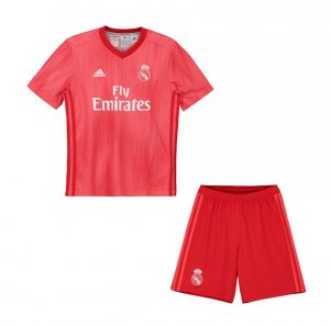 Real Madrid 2018/19 Third Red Kids Soccer Jersey Kit Children Shirt + Shorts