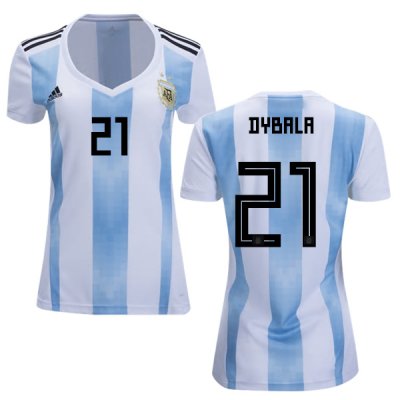Argentina 2018 FIFA World Cup Home Paulo Dybala #21 Women Jersey Shirt