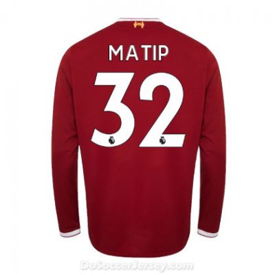 Liverpool 2017/18 Home Matip #32 Long Sleeved Shirt Soccer Jersey