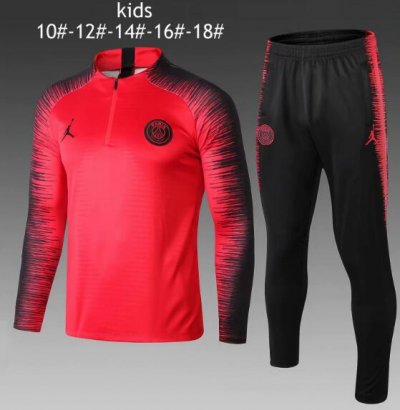 Kids PSG x Jordan 2018/19 Red Stripe Jacket + Pants Training Suit