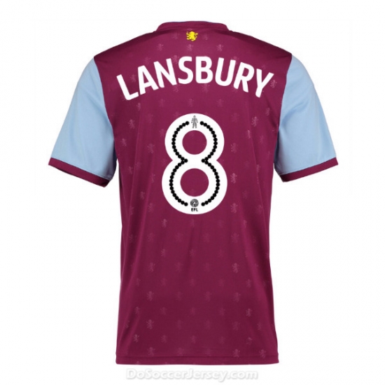 Aston Villa 2017/18 Home Lansbury #8 Shirt Soccer Jersey - Click Image to Close
