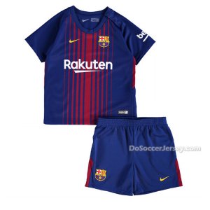 Barcelona 2017/18 Home Kids Soccer Kit Children Shirt And Shorts