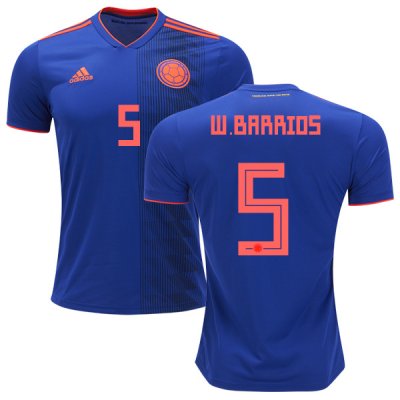Colombia 2018 World Cup WILMAR BARRIOS 5 Away Shirt Soccer Jersey